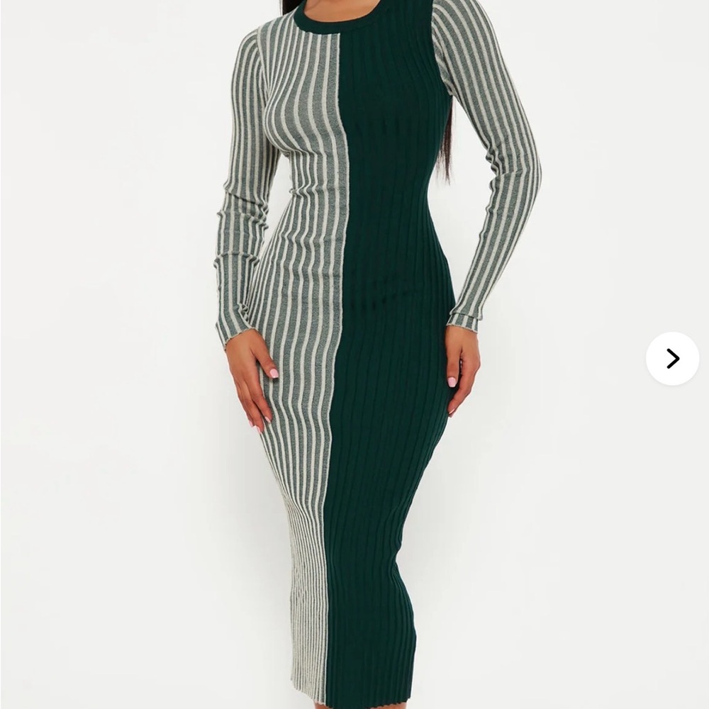 Fashion Nova Black and Gray Ribbed Knit Dress